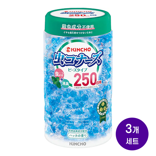 킨초 KINCHO 무시코나즈 비즈 슬림형 250일 민트향 360g3개세트