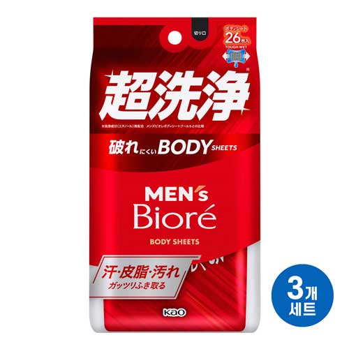 맨즈 비오레 바디시트 초강력 세정타입 26매3개세트