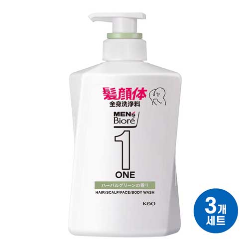 맨즈 비오레 ONE 올인원 전신 클렌저 허벌그린향 480ml3개세트